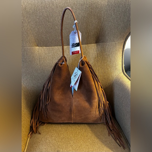 Divina Firenza Handbags - NWT Divina Firenze Suede Fringe Hobo Bag